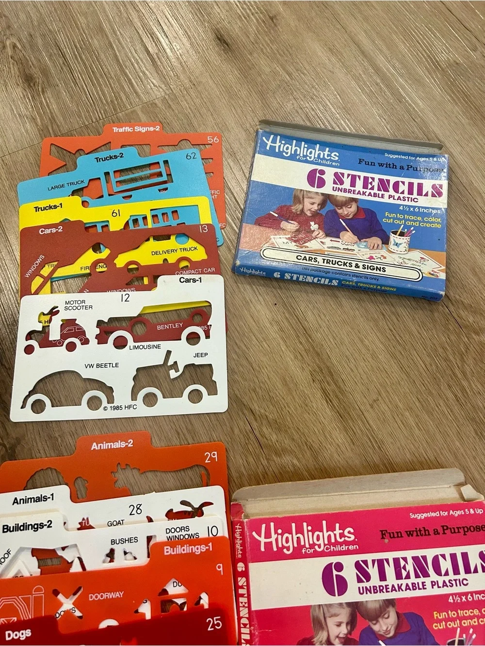 Vintage Stencil Lot Highlights for Children 1985 Golden Books Zoo Animals